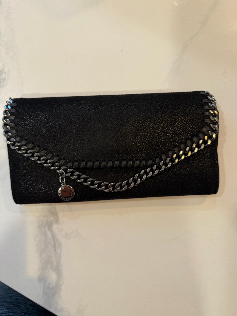 Stella McCartney Black Faux-Leather Chain-Trim Wallet